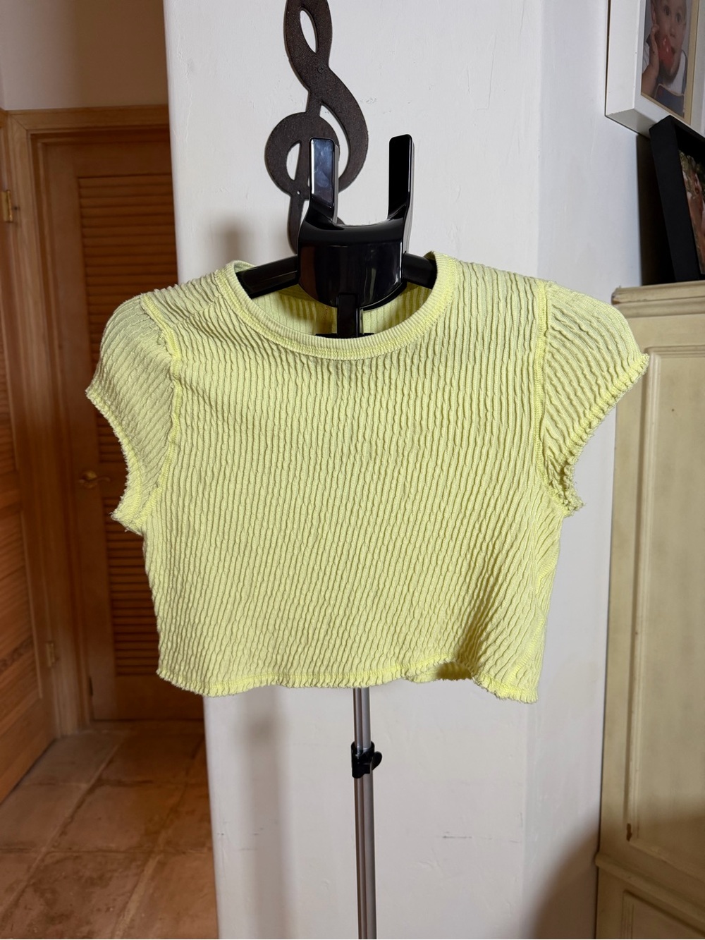 Free People Lemon Yellow Textured Crop Top